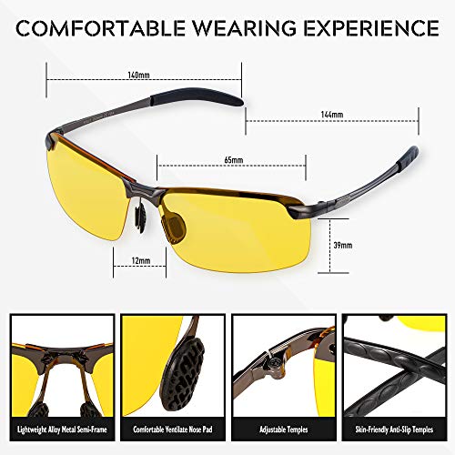 Sonnenbrille Kontrast Brille Nachtfahrbrille Autofahrerbrille Polarisiert SRS UV 