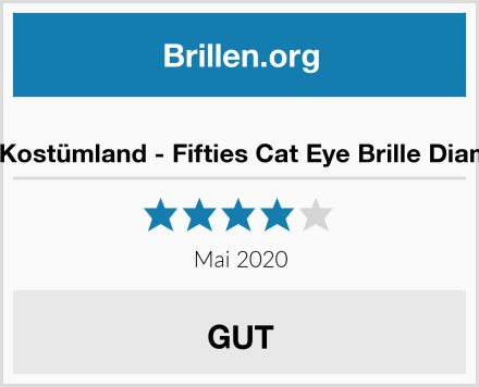 Das Kostümland - Fifties Cat Eye Brille Diamond Test