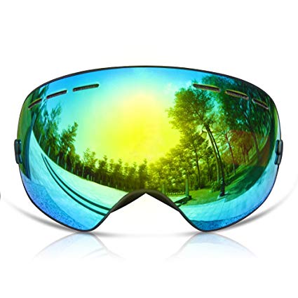 Skibrille Snowboardbrille Damen Herren Schneebrille UV Wechselscheibe Antifog 