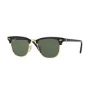 Ray-Ban CLUBMASTER RB 3016 Black Gold/Grey Green 49/21/140